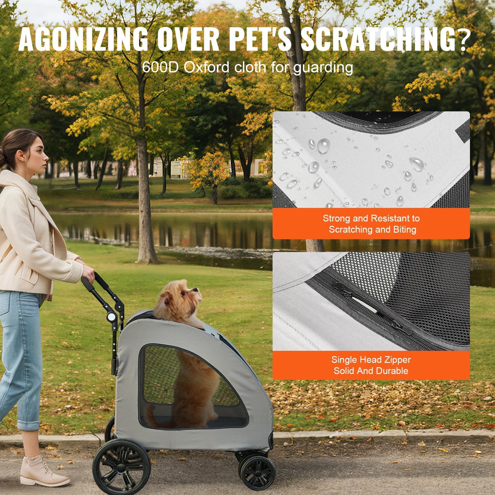 VEVOR Pet Stroller, 4 Wheels Dog Stroller Doba